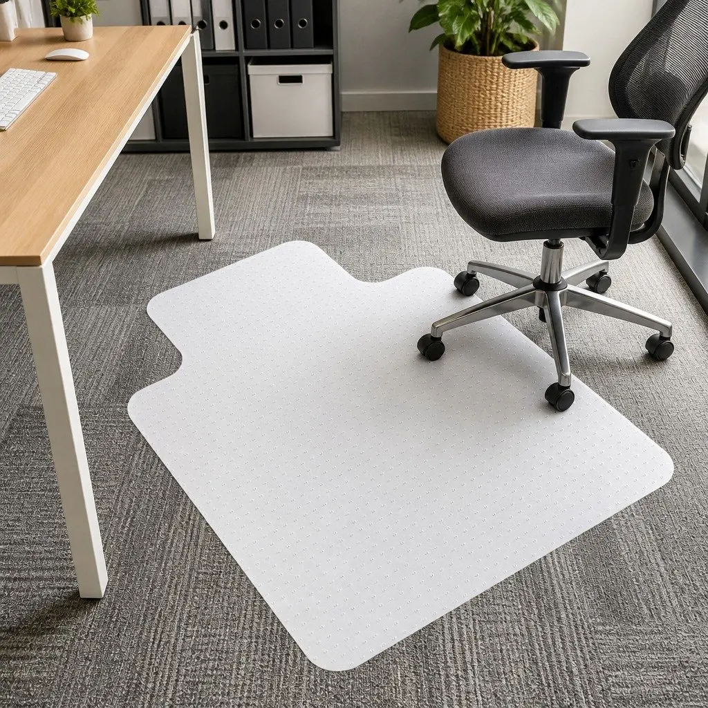 PVC Chair Mat Carpet Protector for Hard Surfaces Clear 120cm x 90cm