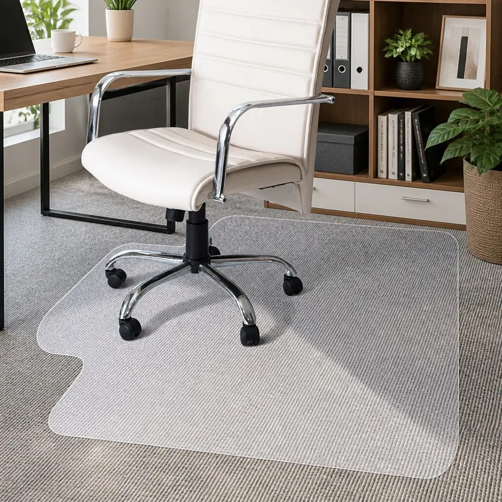 PVC Chair Mat Carpet Protector for Hard Surfaces Clear 120cm x 90cm
