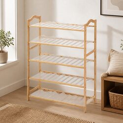 Versatile 5 Tier Bamboo Shoe Rack for Everyday Use
