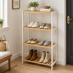 Reliable 4-Tier Bamboo Rack for Home Storage Needs
