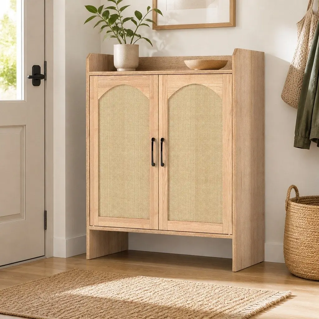 Wooden Shoe Cabinet Storage Rack 5 Tier Entryway Hallway Oak