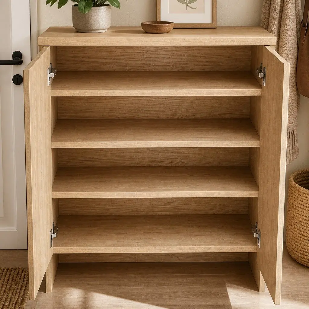 Wooden Shoe Cabinet Storage Rack 5 Tier Entryway Hallway Oak