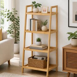 Practical Bamboo Bookcase with Secure Shelves