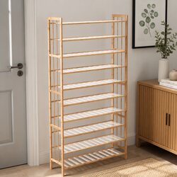 Value-Driven Bamboo Shoe Rack with 10 Tiers