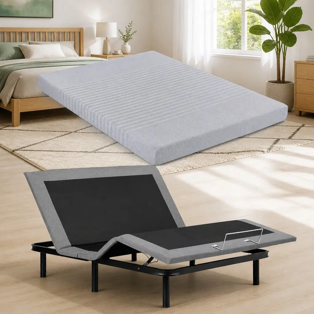 Double Electric Adjustable Bed Frame with Memory Foam Mattress Set Zero Gravity