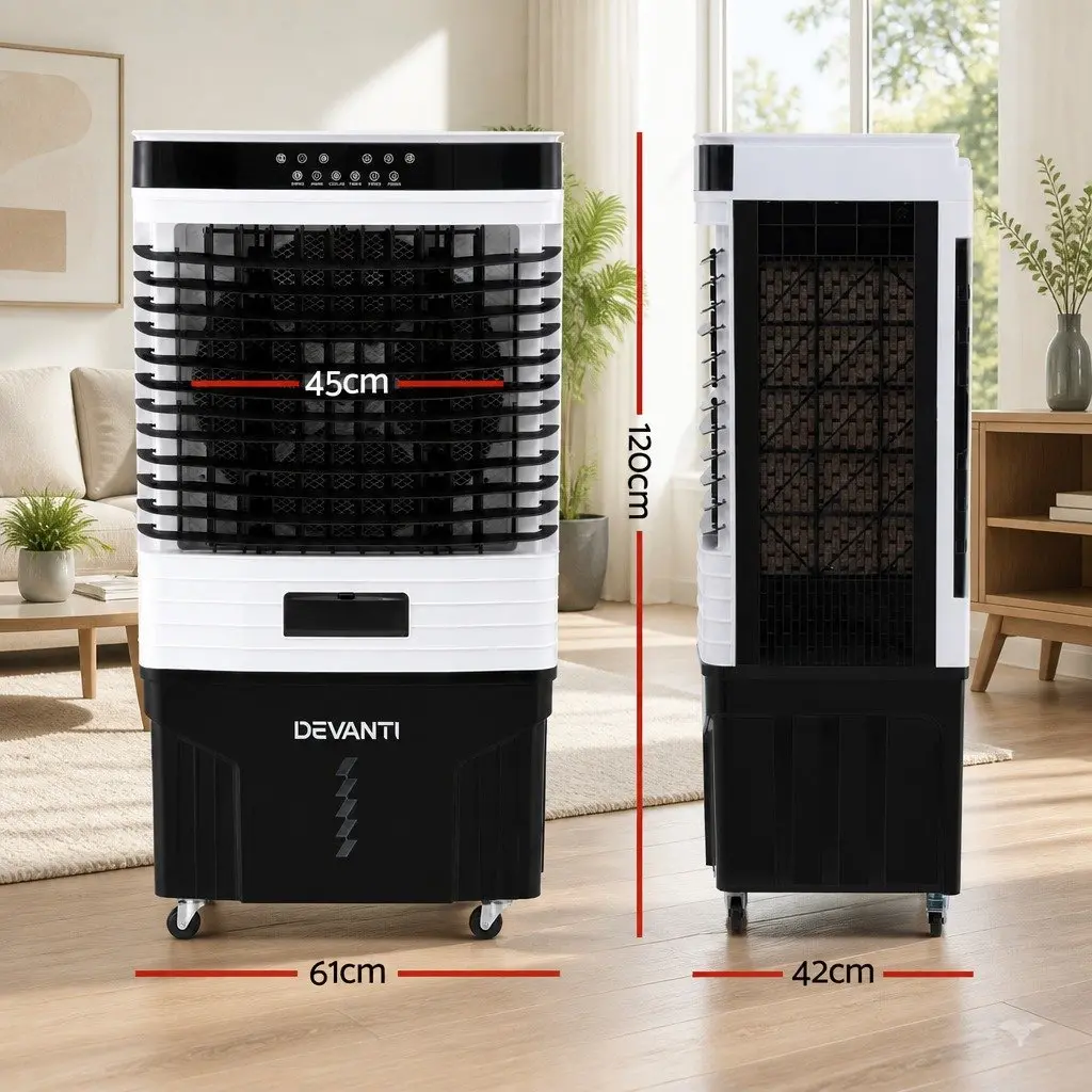 Evaporative Air Cooler 60L Humidifier Purifier Portable White Black
