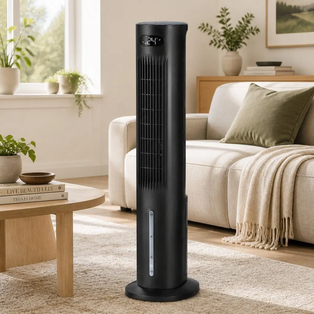 Evaporative Air Cooler 7L Water Tank 4-in-1 Fan Humidifier Purifier Black