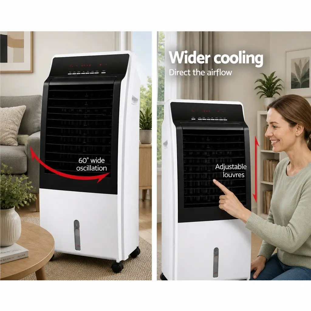 Evaporative Air Cooler Humidifier 8L Water Tank White