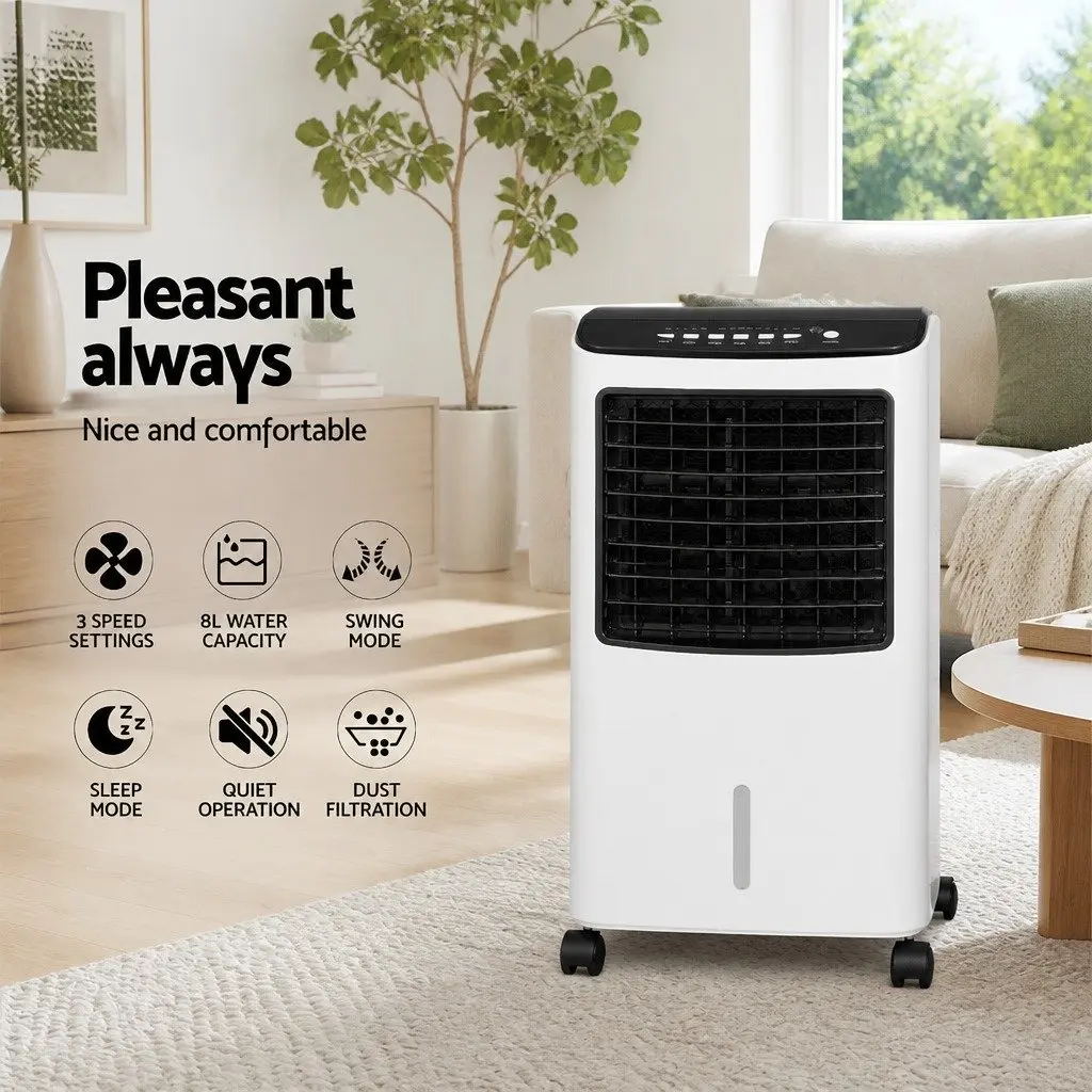 Evaporative Air Cooler 8L Humidifier Purifier Fan White