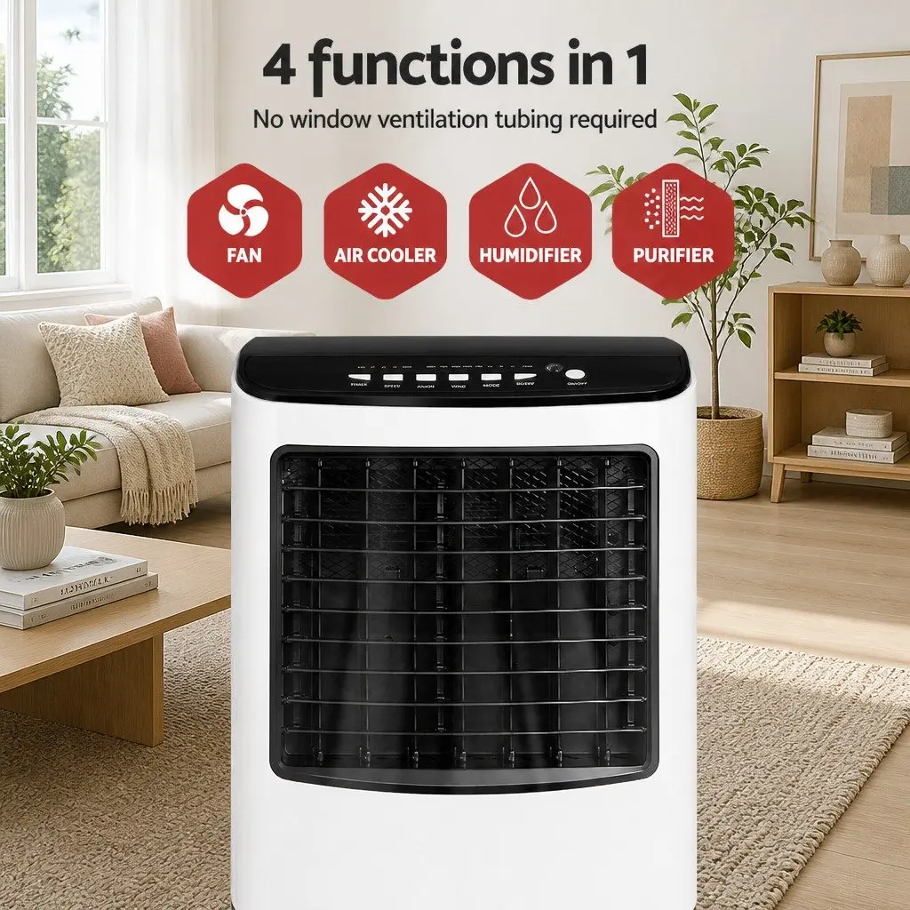 Evaporative Air Cooler 8L Humidifier Purifier Fan White