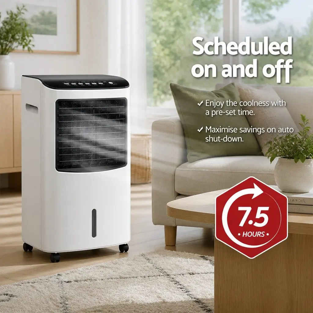 Evaporative Air Cooler 8L Humidifier Purifier Fan White