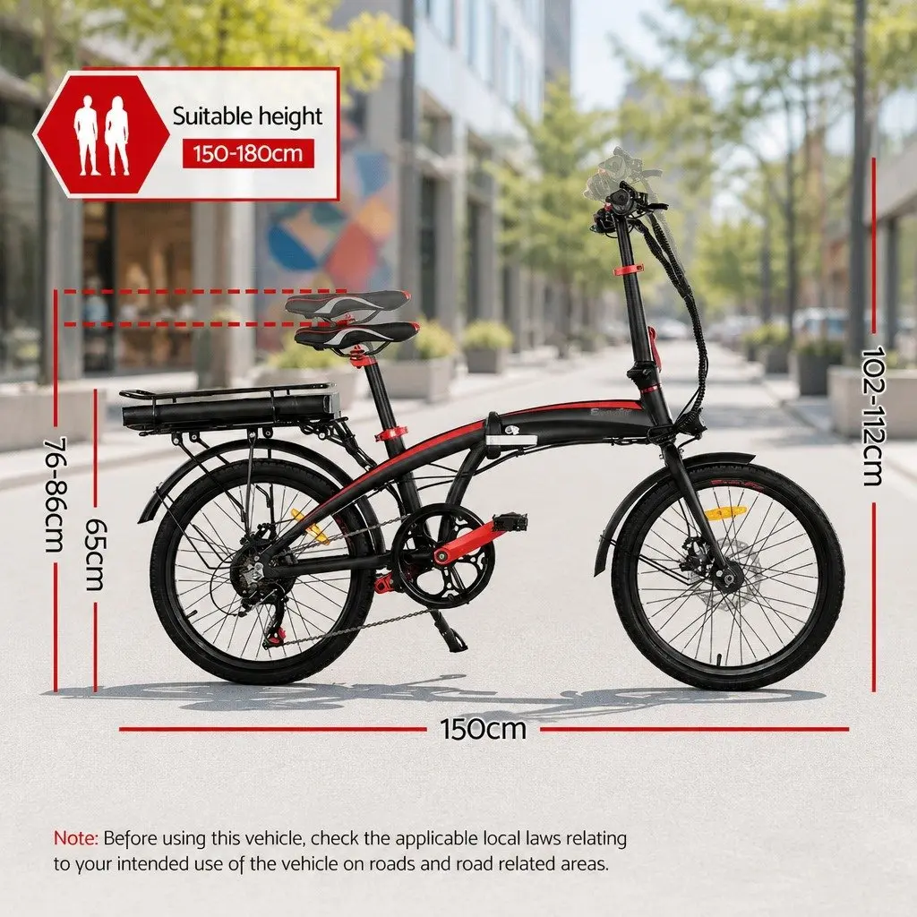 Folding Electric Bike 250W Motor Urban Commuter Portable Black