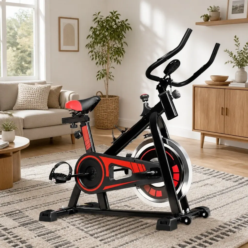 Exercise Bike Indoor Cycling Training Adjustable Resistance Black