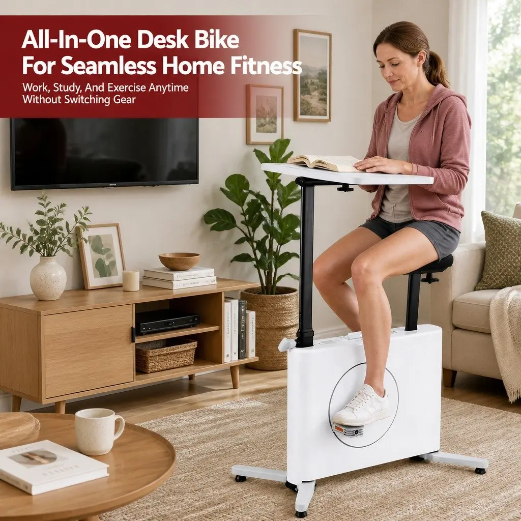 Exercise Desk Bike Magnetic Resistance Home Gym Workstation Tabletop Fitness