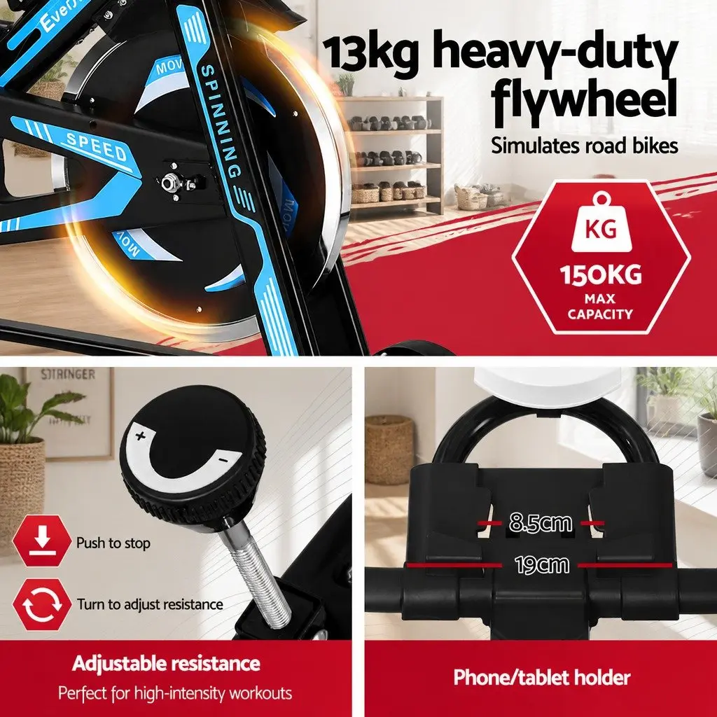 Exercise Bike Indoor Cardio 13KG Flywheel Black