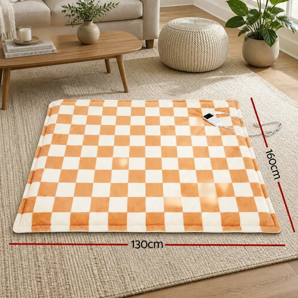 Electric Throw Rug Heated Blanket Dual Sided Flannel Sherpa 160cm x 130cm Yellow or White