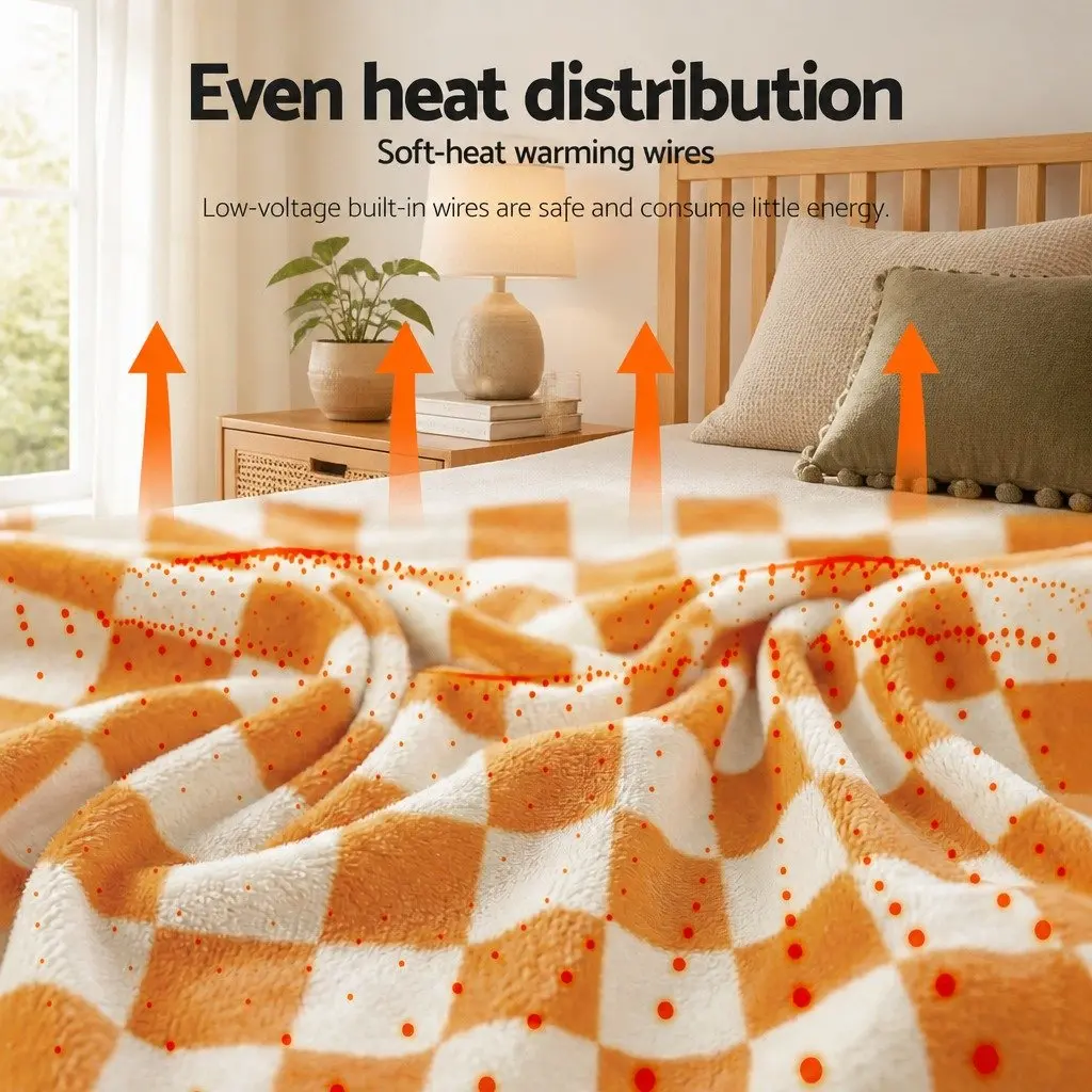 Electric Throw Rug Heated Blanket Dual Sided Flannel Sherpa 160cm x 130cm Yellow or White