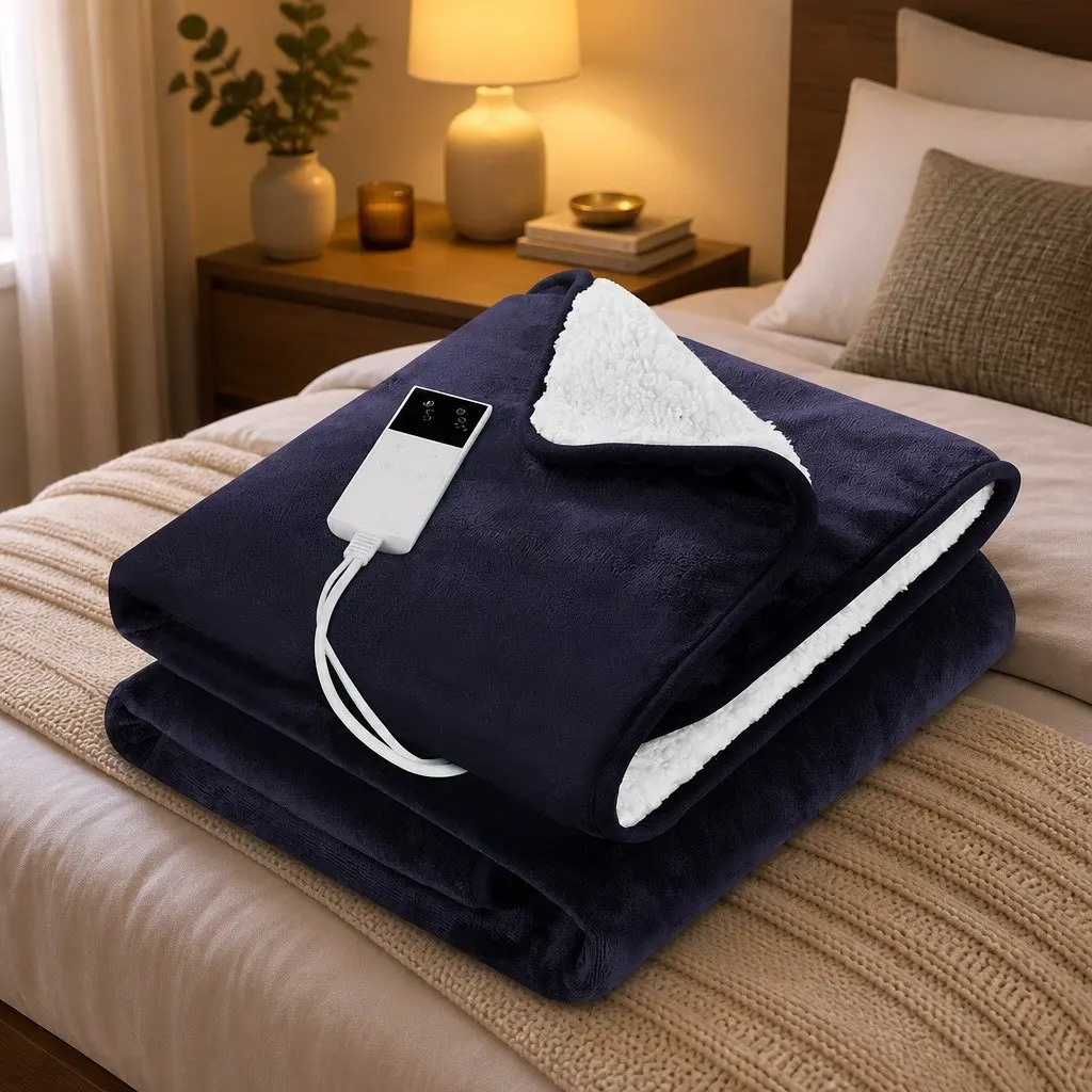 Electric Throw Rug Heated Blanket Double-Sided 160x130cm Charcoal