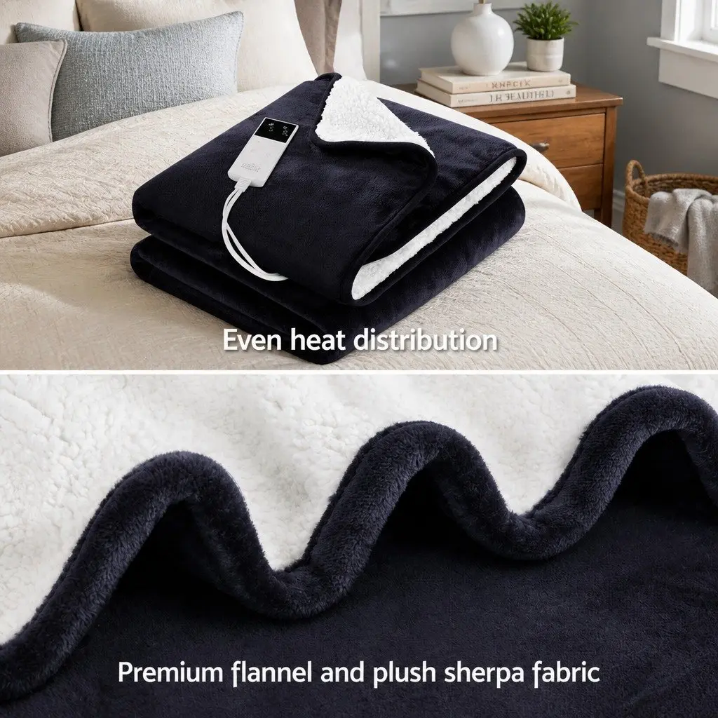 Electric Throw Rug Heated Blanket Double-Sided 160x130cm Charcoal