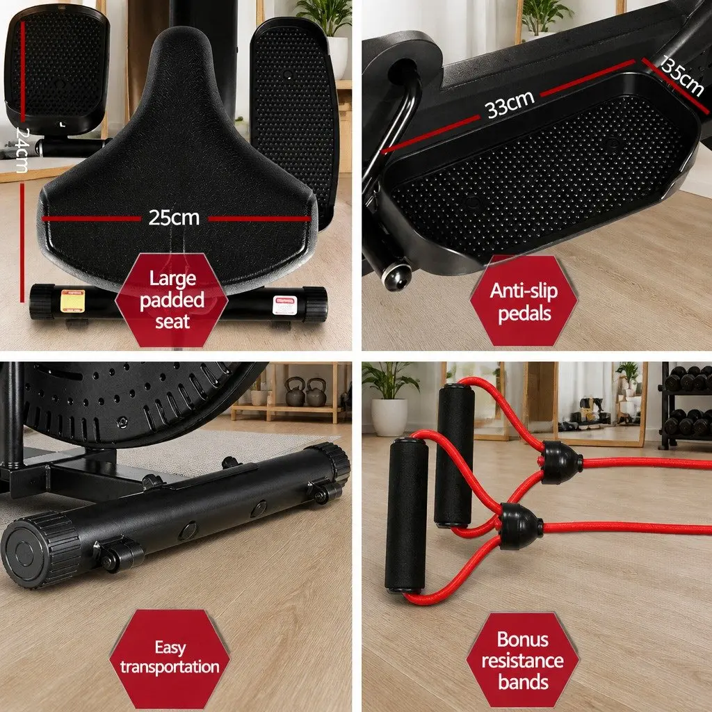 Exercise Bike Cross Trainer 4 in 1 Home Gym Indoor Cardio Machine Black