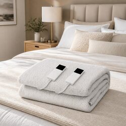 Queen Size Electric Blanket Fully Fitted Fleecy Fabric Heated Bedding 9