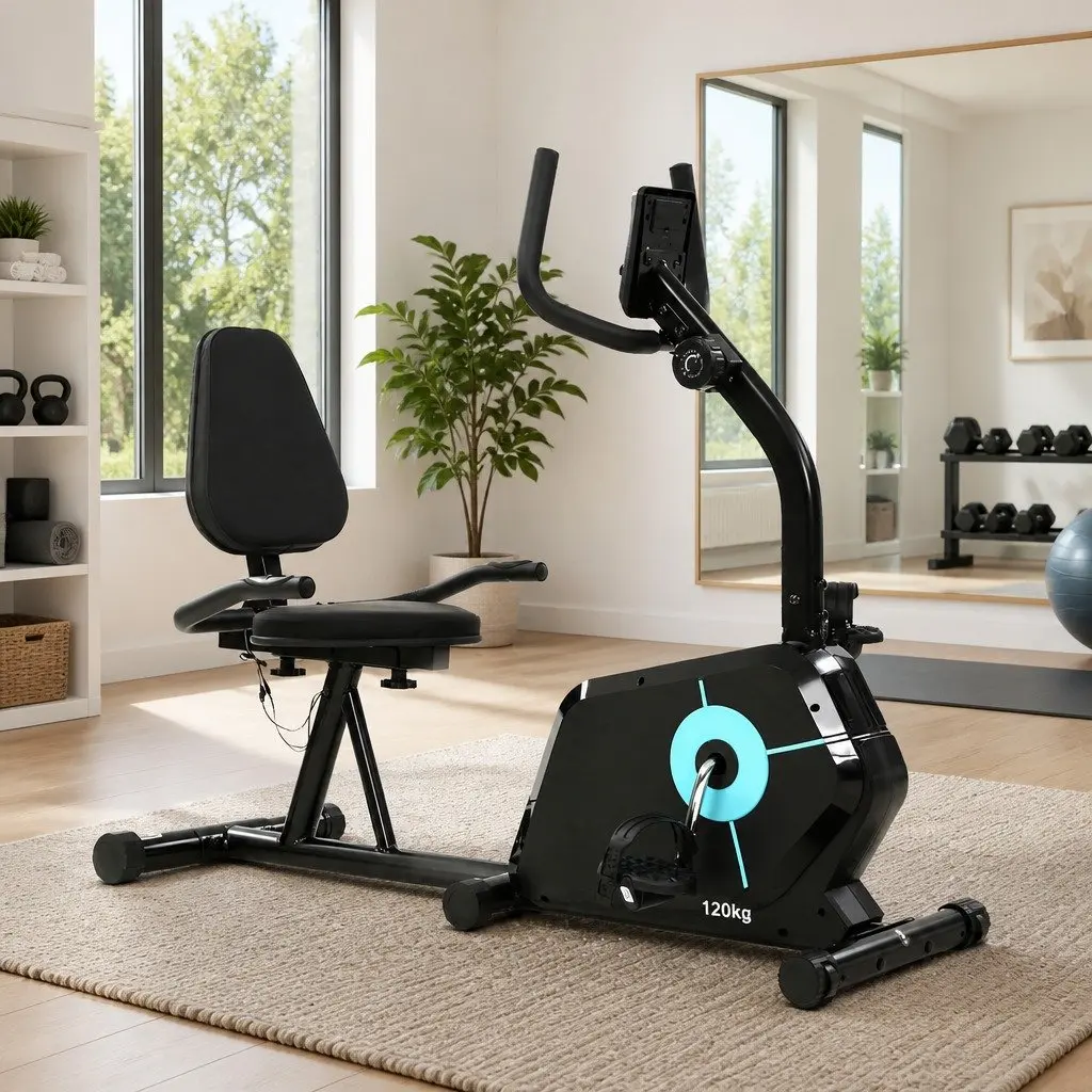 Recumbent Exercise Bike Magnetic Indoor Cycling Home Gym Cardio Fitness Machine Black