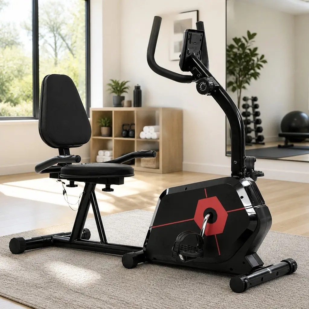Recumbent Exercise Bike Magnetic Indoor Cycling Home Gym Cardio Fitness Machine Black