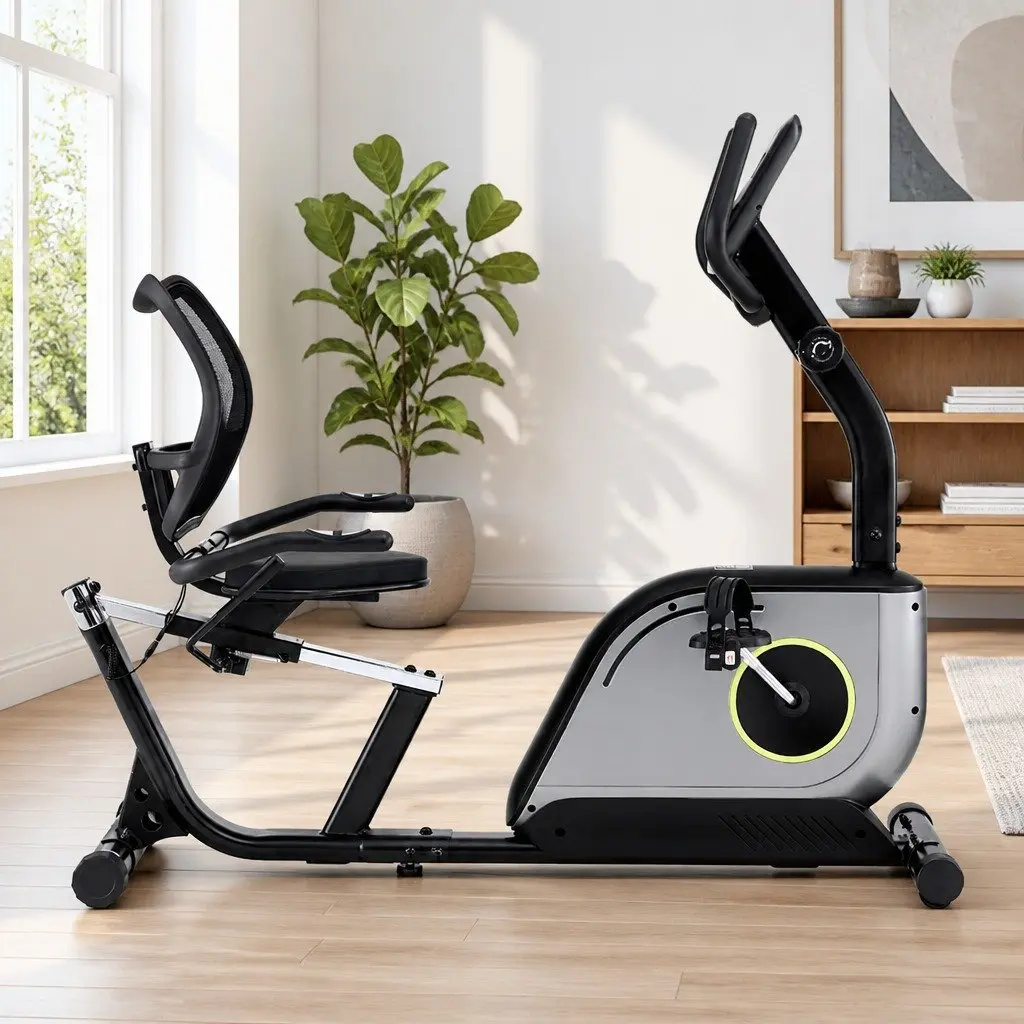 Recumbent Exercise Bike Magnetic Cycling Home Gym Fitness 120kg Max Weight Black