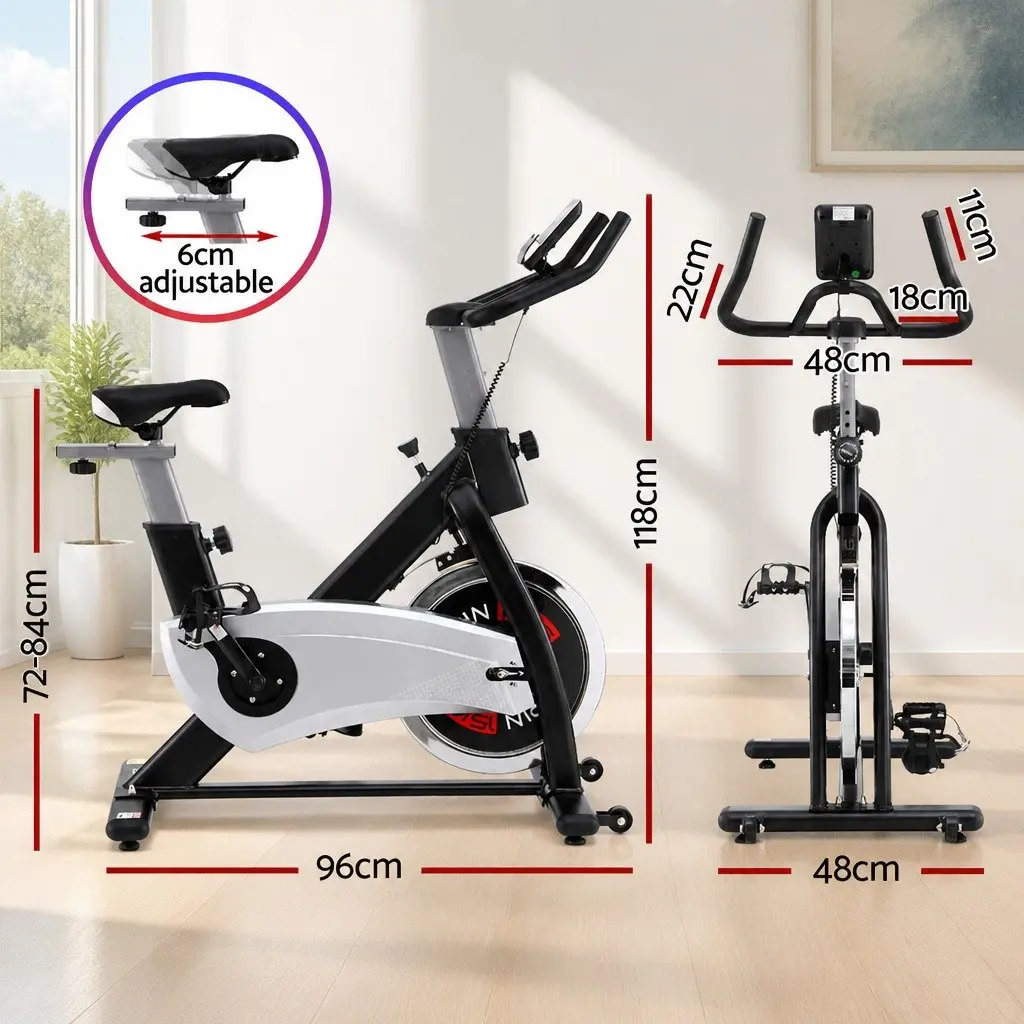 Exercise Bike 15kg Flywheel Home Gym Fitness Adjustable Silver