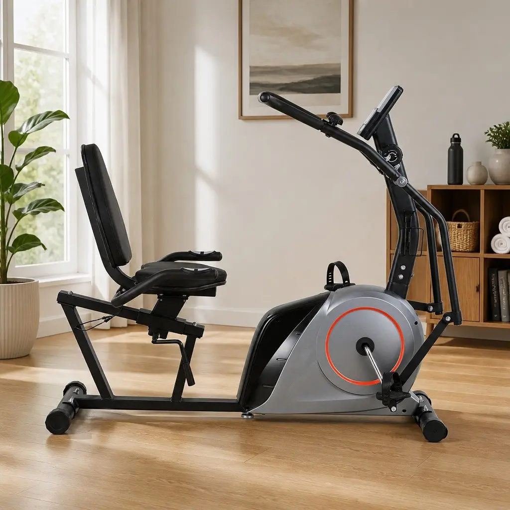 Recumbent Exercise Bike Magnetic Resistance Bluetooth Home Gym Fitness Cycling Black