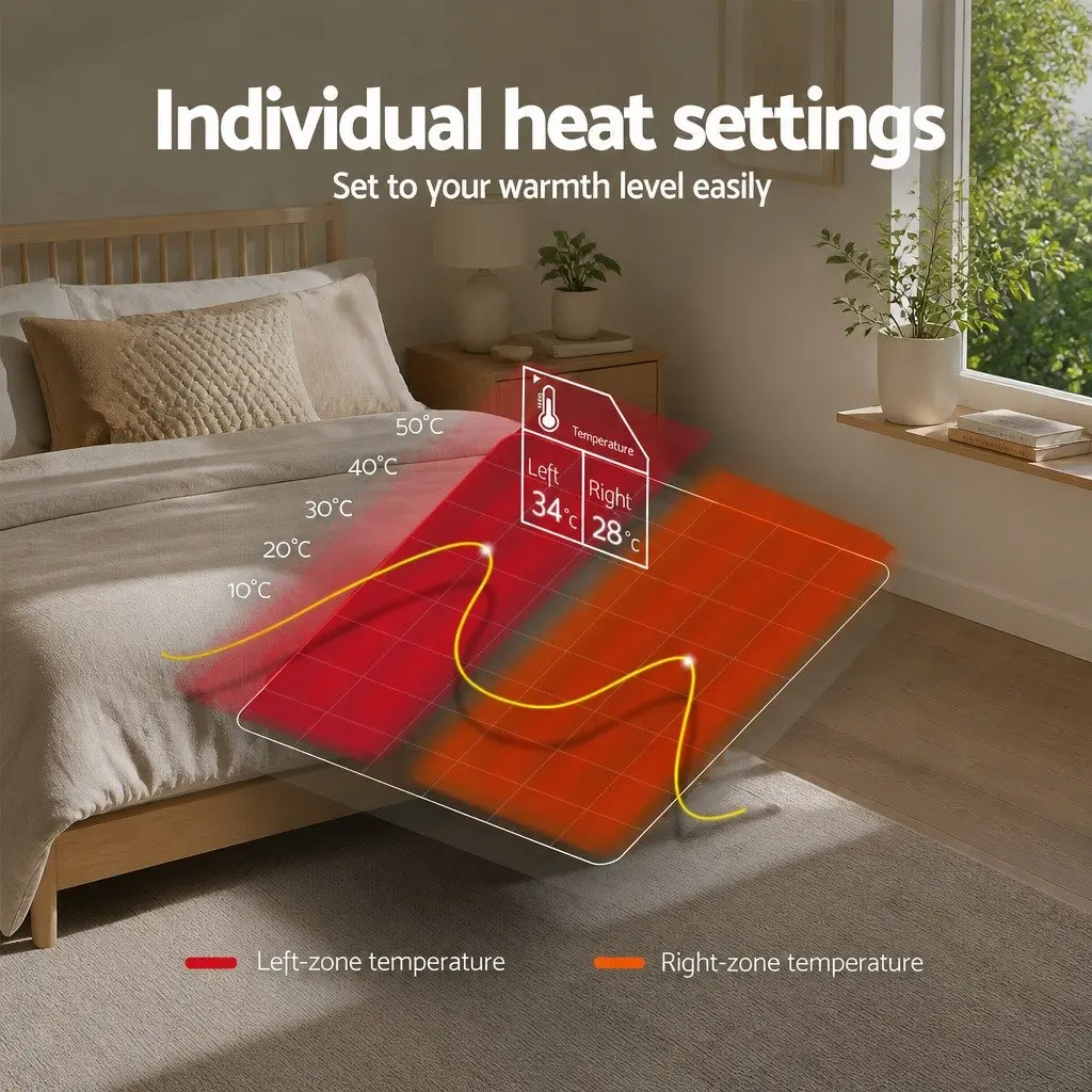 Double Electric Blanket Fitted Polyester Warm Bedding 193cm x 137cm White