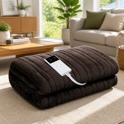 Practical Chocolate Brown Electric Throw Blanket for Comfort