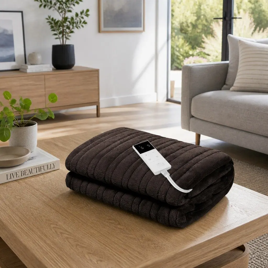 Chocolate Brown Electric Throw Blanket for Comfort
