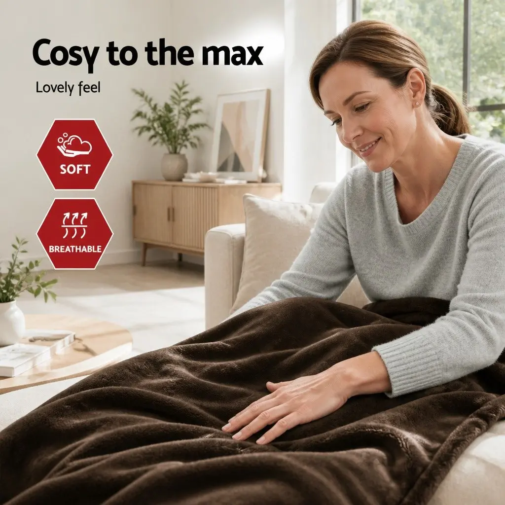 Chocolate Brown Electric Throw Blanket for Comfort