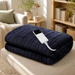Warm and Safe Electric Throw Rug with Fleece Material