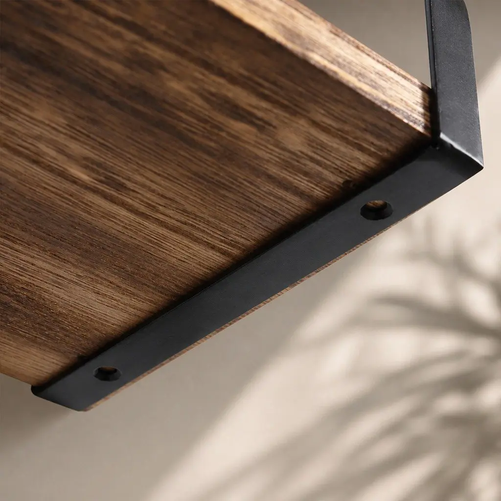 Floating Shelf Brackets Display Industrial Style Paulownia Wood Natural 3 Piece