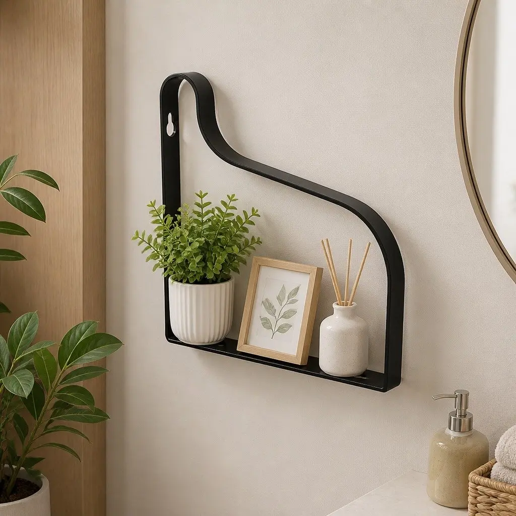 Floating Shelf Brackets Display Industrial Style Paulownia Wood Natural 3 Piece