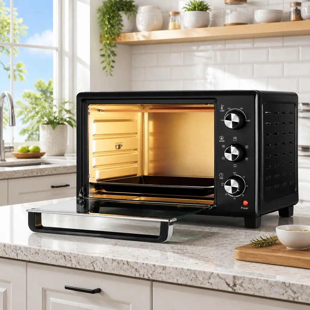 Convection Oven Electric Fryer 30L Black Kitchen Bake Grill Roast 1600W Compact