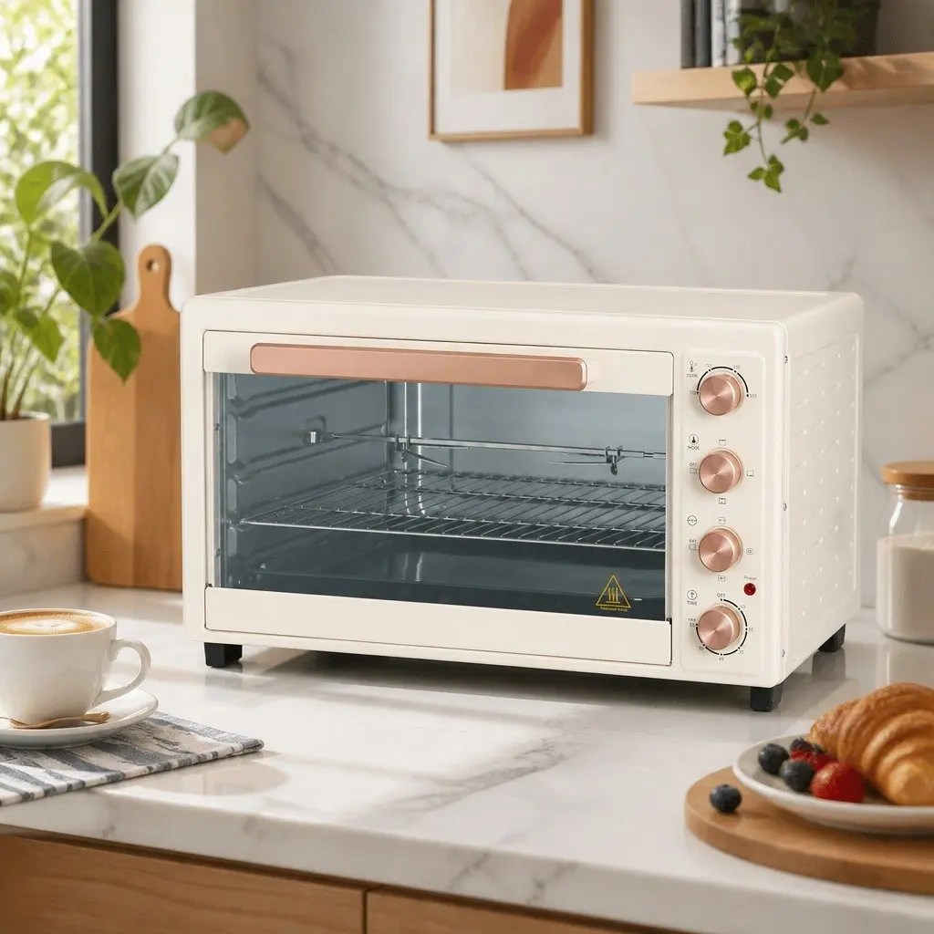 Convection Oven 60L Electric Portable Bake Grill Roast Cream Gold
