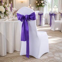 20Pcs Satin Chair Sashes Table Runner Eggplant Wedding Event Party Decoration