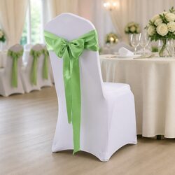 Durable Grass Green Satin Table Runner and Sash