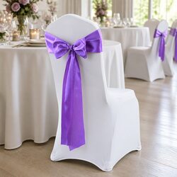 Durable Lavender Satin Chair Sashes - 50pcs