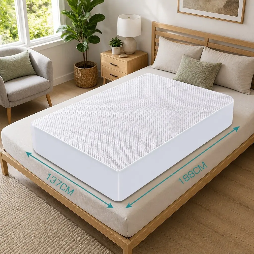 Mattress Protector Topper Double Cooling Waterproof Fitted White