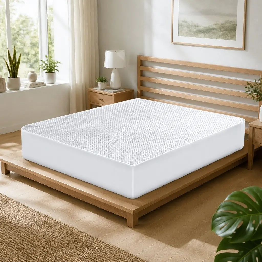 Single Mattress Protector Topper Cooling Waterproof Fitted Skirt 188cm x 91cm White