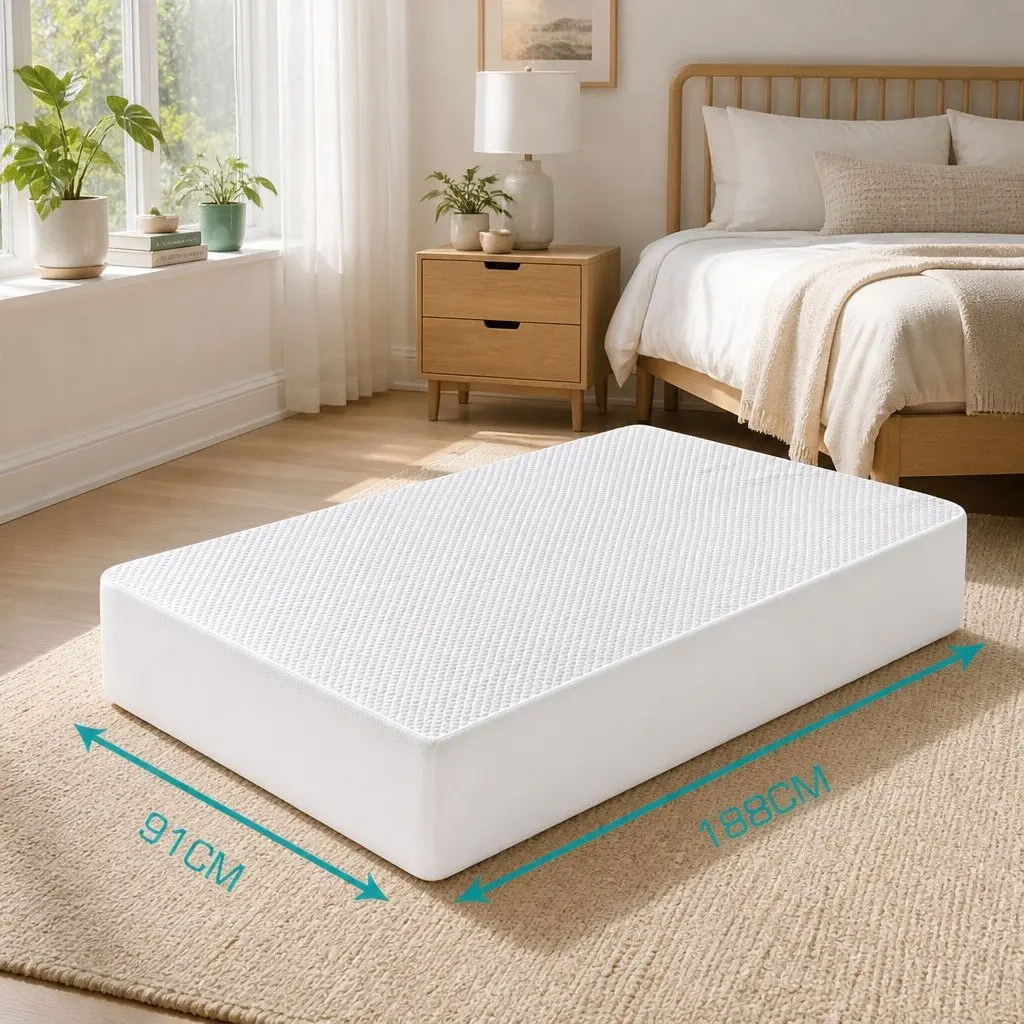 Single Mattress Protector Topper Cooling Waterproof Fitted Skirt 188cm x 91cm White