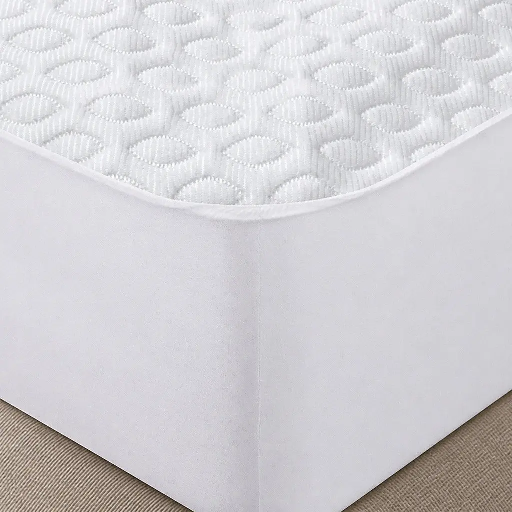 Single Mattress Protector Topper Cooling Waterproof Fitted Skirt 188cm x 91cm White