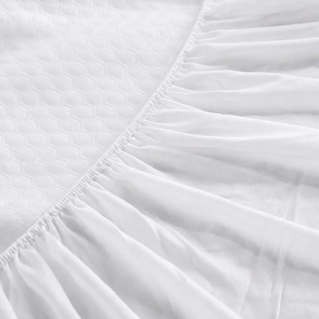 Single Mattress Protector Topper Cooling Waterproof Fitted Skirt 188cm x 91cm White