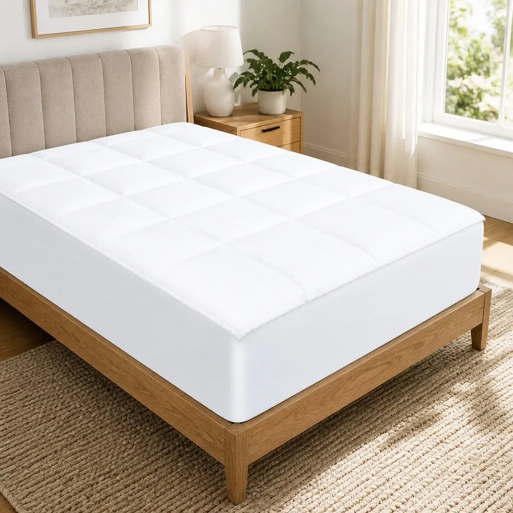 Waterproof Fitted Mattress Protector King Single Allergen Dust Mite Prevention White