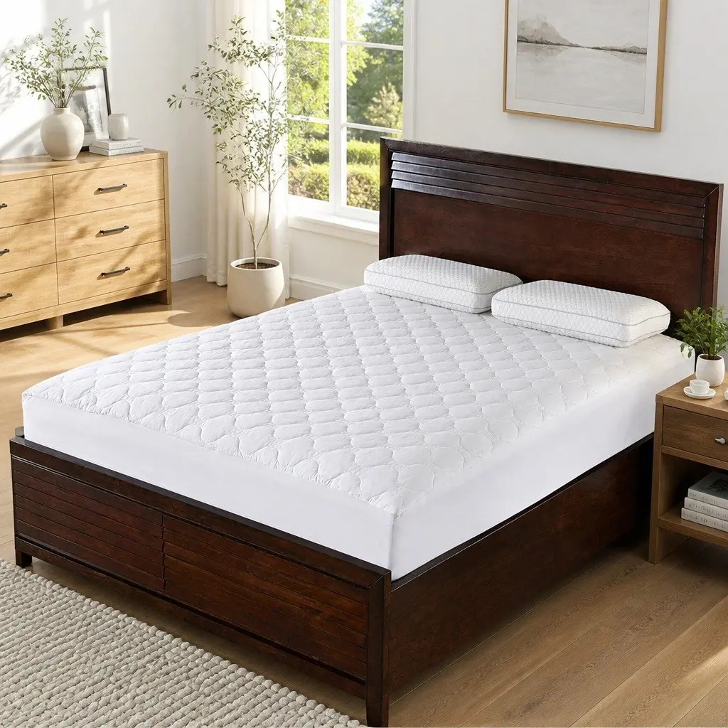 Waterproof Fitted Mattress Protector King Single Allergen Dust Mite Prevention White