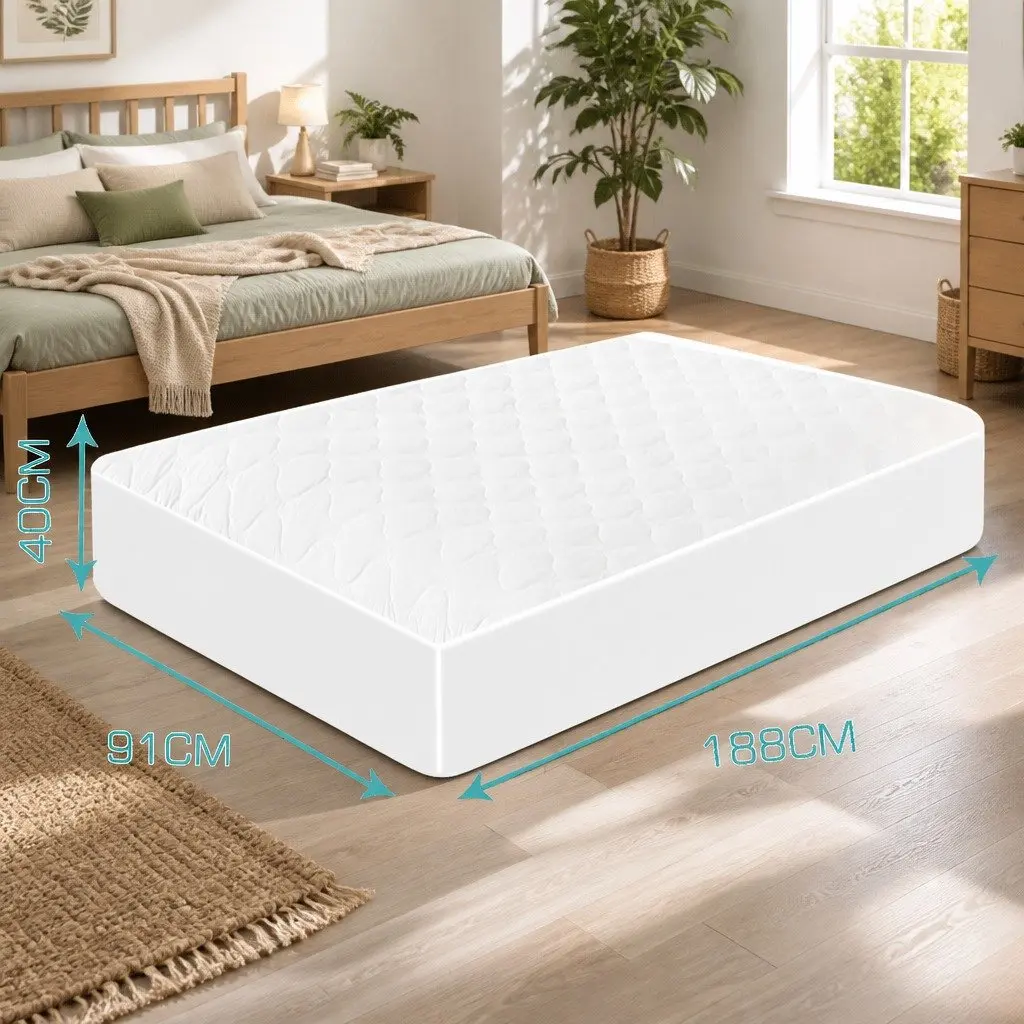 Single Fitted Waterproof Mattress Protector Dust Mite Allergen Prevention White